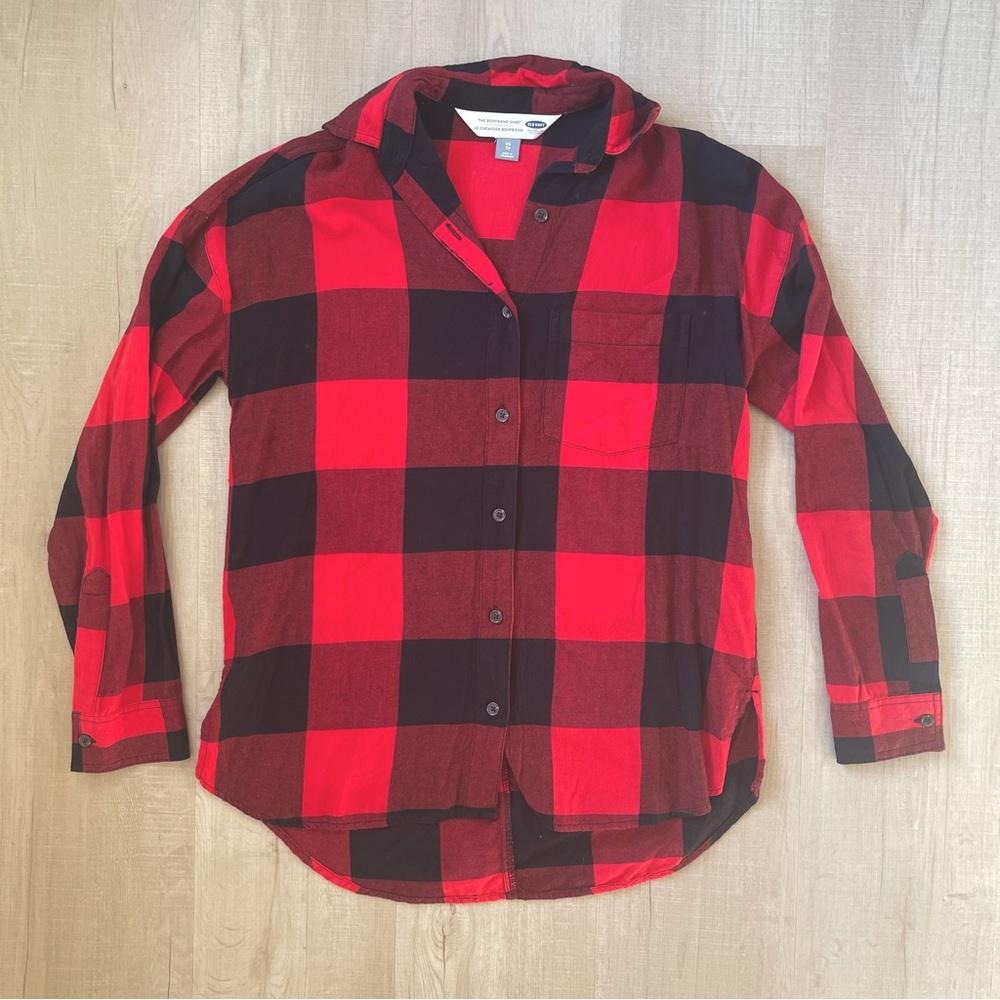 OLD NAVY The Boyfriend Plaid Long Sleeve Shirt XS